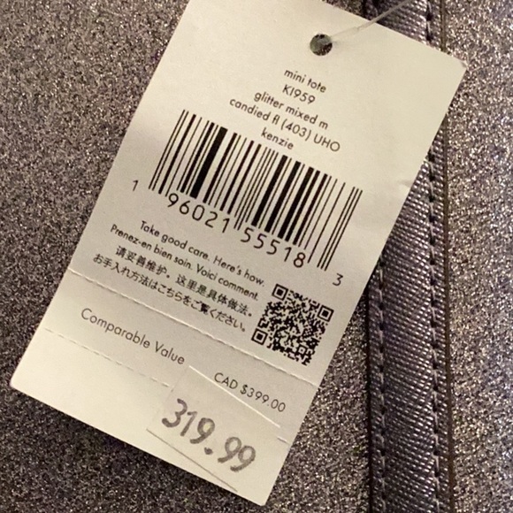 Kate Spade NWT mini tote crossbody bag glitter sparkling Kenzie Candied flower - Picture 5 of 6